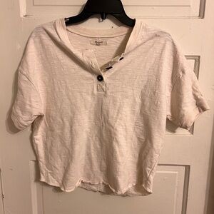 Madewell Off-White Short Sleeve Henley Tee